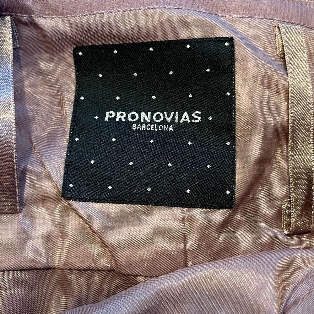🥑Pronovias Beaded Full-Length One Shoulder Chiffon Dress | Evening Gown Wedding - Picture 11 of 12